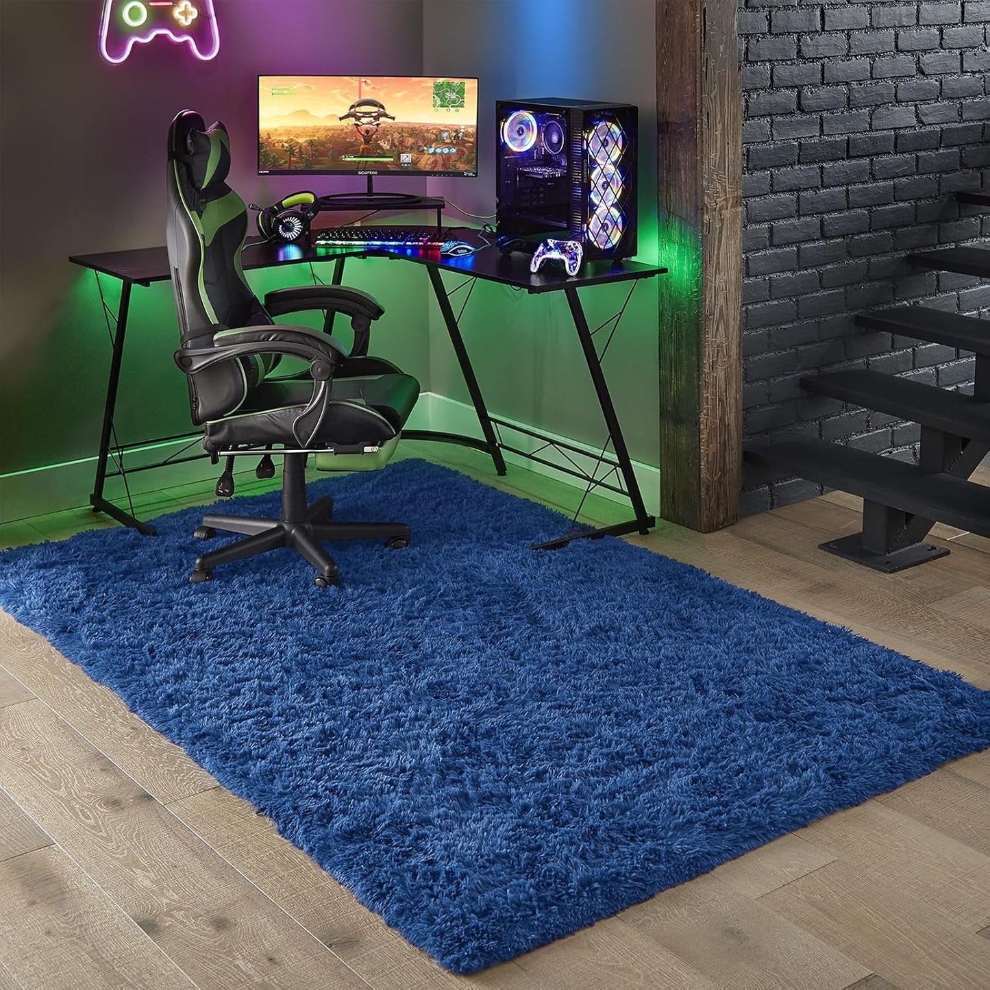 CSD02CSAR0406DBU Ultra Soft Rug for Living Room, 4X6 Fluffy Area Rug for Bedroom, Modern Shaggy Carpets Fuzzy Rug for Teens Dorm Bedside Home Decor Aesthetic, Heavy Duty Non Slip Blue