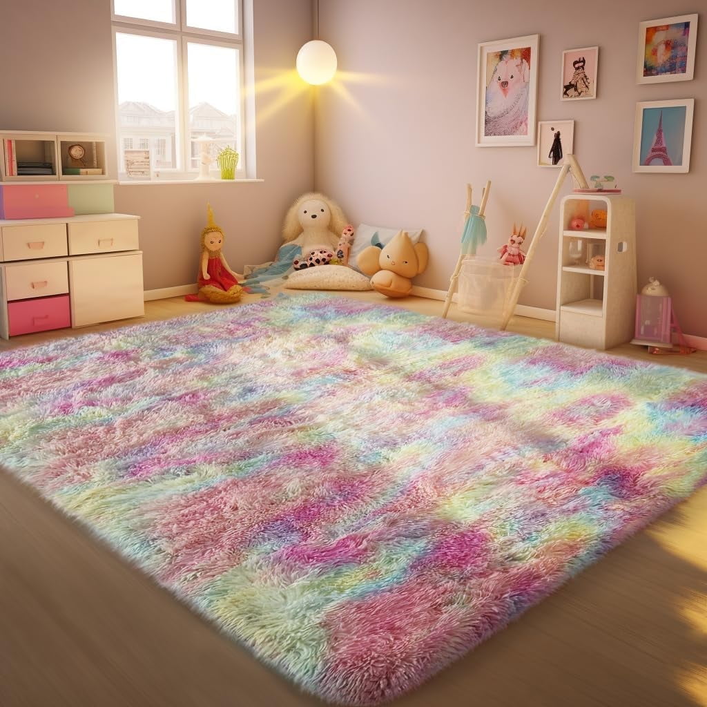 CSD02CSAR0508RB Ultra Soft Rug for Living Room, 5X8 Fluffy Area Rug for Bedroom, Modern Shaggy Carpets Fuzzy Rug for Teens Dorm Bedside Home Decor Aesthetic, Heavy Duty Non Slip