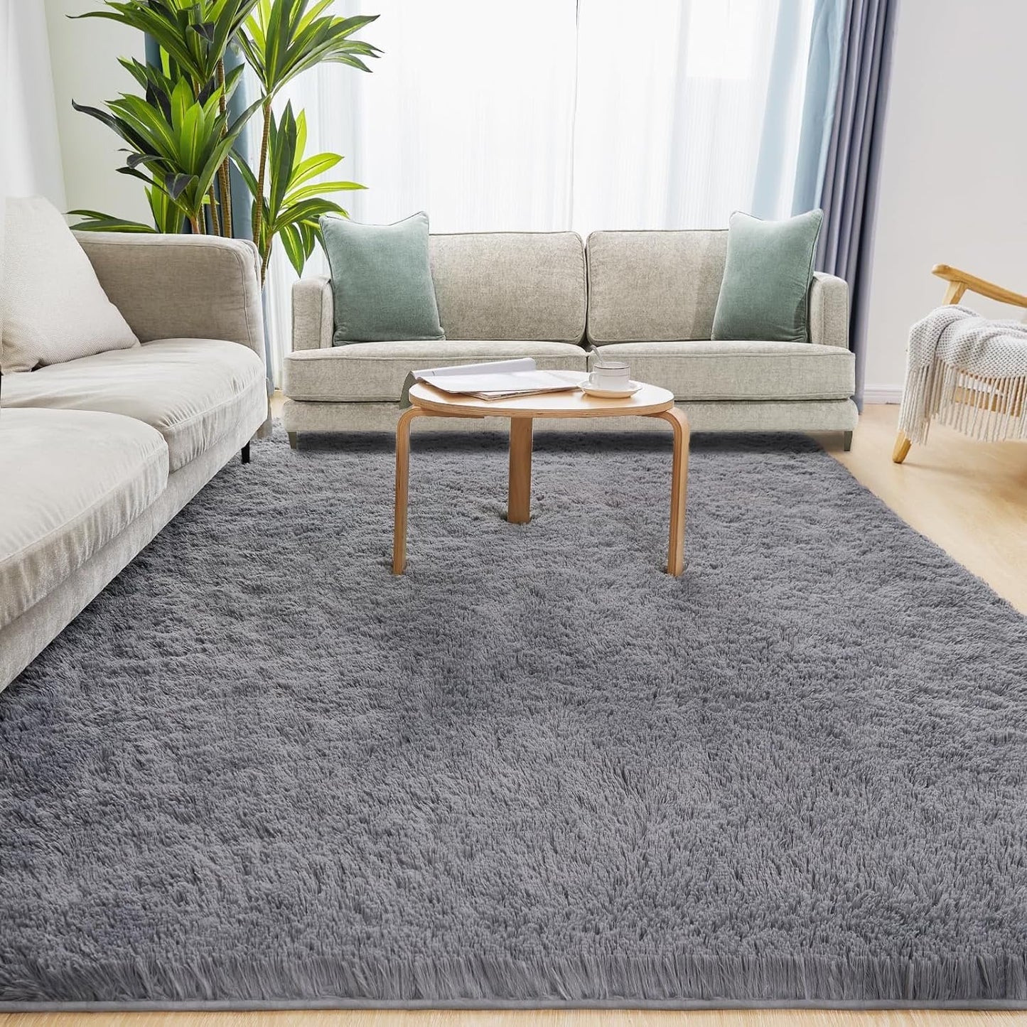 CSD02CSAR0609DRG Ultra Soft Rug for Living Room, 6X9 Fluffy Area Rug for Bedroom, Modern Shaggy Carpets Fuzzy Rug for Teens Dorm Bedside Home Decor Aesthetic, Heavy Duty Non Slip