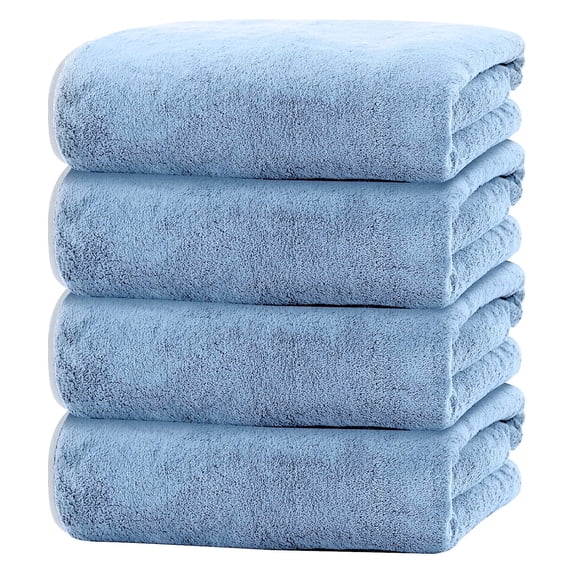 Bath Towels Set of 4, Large 28"x 55" Bath Towels Highly Absorbent & Quick Dry, 100% Microfiber Bath Sheets, Soft Luxurious Towels for Bathroom Spa Hotel Gym, Blue