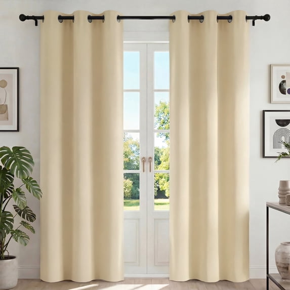 Blackout Curtains, 42x84 inch Blackout Curtains Set of 2, Thermal Insulated Curtains with Grommets, Noise Reducing & Energy Saving Window Drapes for Living Room Bedroom,Beige