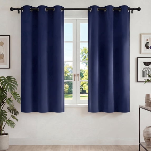 Blackout Curtains, 42x63 inch Blackout Curtain Set of 2, Thermal Insulated Window Drapes with Grommets, Noise Reducing & Energy Saving Curtains for Living Room,Navy Blue