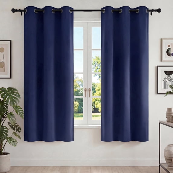 Blackout Curtains, 42x72 inch Thermal Insulated Blackout Curtains Set of 2, UV RayBlocking Window Drapes with Grommets, Noise Reducing Energy Saving Curtains for Living Room Bedroom, Navy Blue