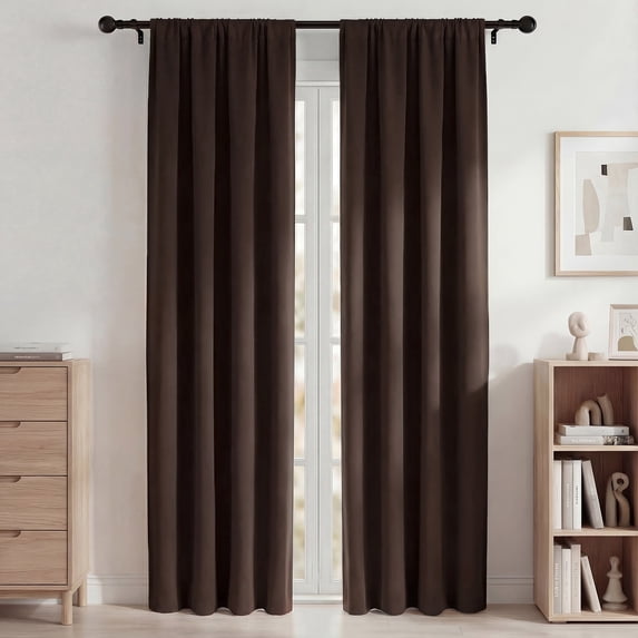 Blackout Curtains, Room Darkening Curtains 42x84in 2 Panels Set, Rod Pocket Blackout Drapes for Bedroom Living Room, Thermal Insulated & Noise Reduction Window Curtains, Brown