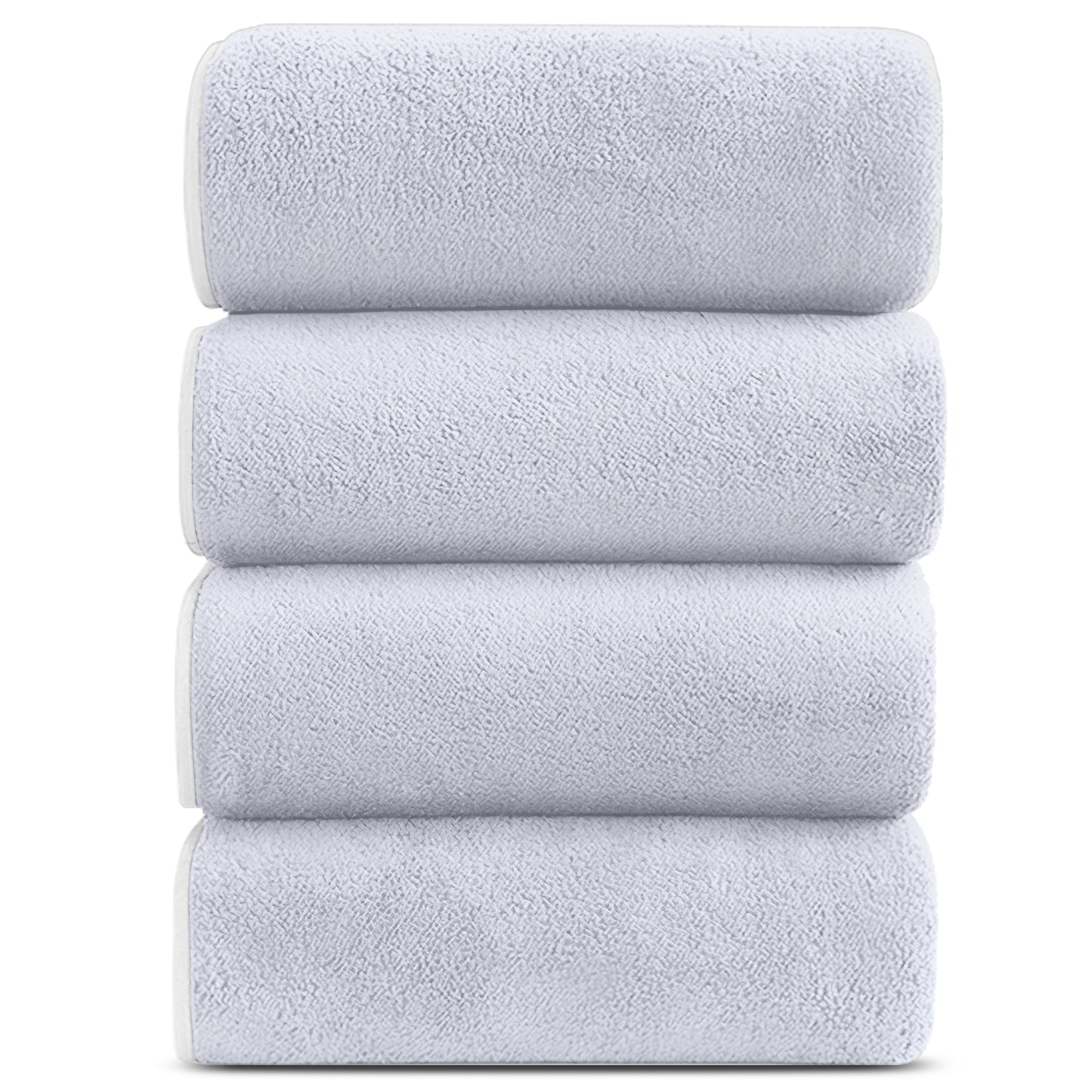 Bath Towels Set of 4, Larger & Light Bath Towels 28 x 55 Inches, 100% Microfiber Super Soft and Highly Absorbent, Bath Sheets Quicker to Dry, Perfect Bathroom Towels for Daily Use, White