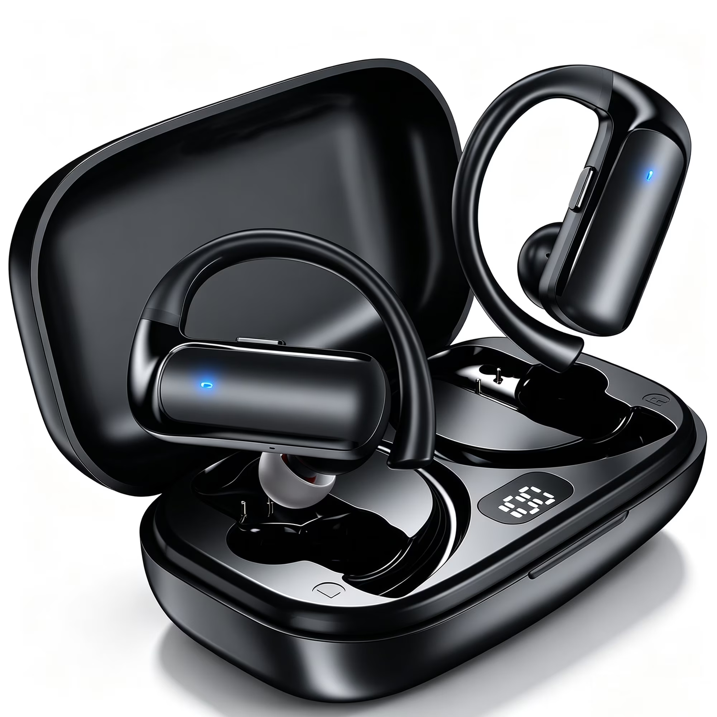 Wireless Earbuds with Earhooks,90Hrs Playtime & IPX7 Waterproof, Bluetooth Sport Headphones Noise Cancelling Mic, HiFi Stereo over EarBuds for Workout/Running