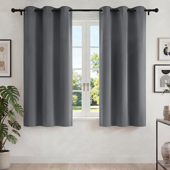 Blackout Curtains, 42x63 inch Blackout Curtain Set of 2, Thermal Insulated Window Drapes with Grommets, Noise Reducing & Energy Saving Curtains for Living Room,Gray