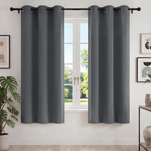 Blackout Curtains, 42x72 inch Blackout Curtain Set of 2, Thermal Insulated Window Drapes with Grommets, Noise Reducing &Energy Saving Curtains for Living Room Bedroom,Gray