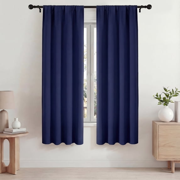 Blackout Curtains, 42x72 in Blackout Curtains Set of 2, Room Darkening Rod Pocket Drapes for Living Room Bedroom, Noise Reduction & Thermal Insulated, Navy Blue