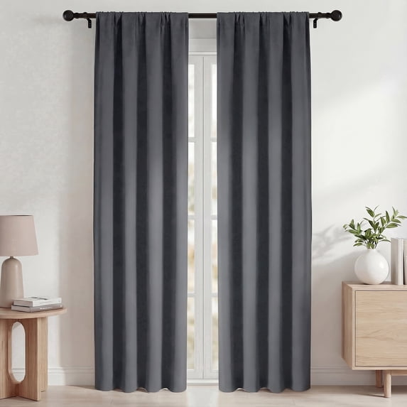 Blackout Curtains, 42x84 in Blackout Curtains Set of 2, Room Darkening Rod Pocket Drapes for Living Room Bedroom, Noise Reduction &Thermal Insulated , Gray