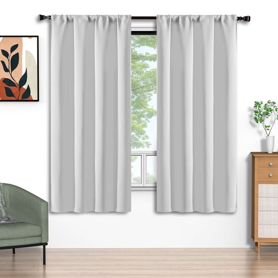 White Blackout Curtains 52x72 inch, Rod Pocket Curtains Set of 2 Thermal Insulated, Solid Home Decor Window Drapes for Living Room Bedroom, Privacy Assured&Energy Saving