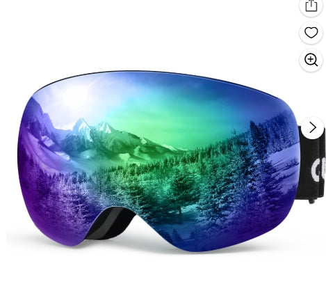 CSD03SKIG0000BU Ski Goggles, Snowboard Goggles with Magnetic Lens, Snow Goggles with 100% UV400 Protection & Anti Fog System, Dual PC Anti-fog Lenses with Frameless Design & Full REVO Coating for Men, Women, Youth