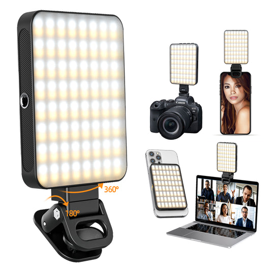 Portable Selfie Light, Magnetic Video Light with Clip Rechargeable 2000mAh CRI 95+, 3 Light Modes & 10 Light Levels for Phone iPhone Webcam Laptop Photo Makeup1