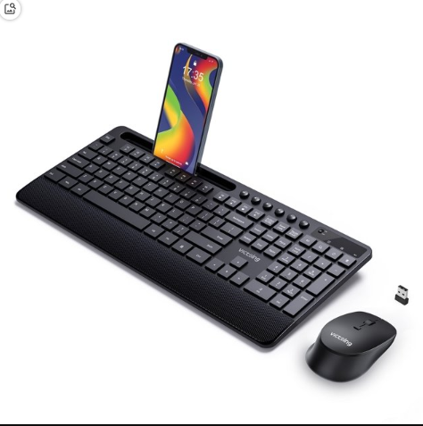 CSD01WKCS7300GBK 2.4G Wireless Keyboard and Mouse Combo, Quiet, Tablet Holder,Black