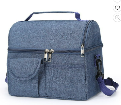 CSD01LBCF0028BU Insulated Lunch Box for Men & Women - Leak-Proof Cooler Lunch Bag with 2 Pockets, Adjustable Strap, Ideal for Work, Picnic, Travel,Blue
