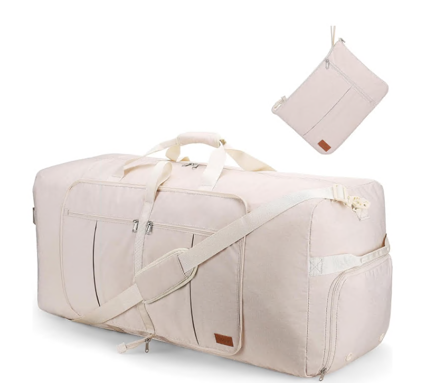 CSD01DBFB65L000PK 65L Travel Duffle Bag for Men,Foldable Travel Duffel Bag with Shoes Compartment Overnight Bag for Men Women,Pink