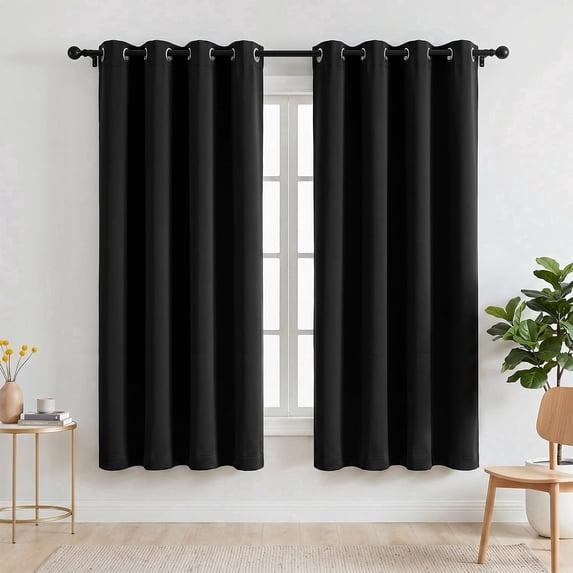 Blackout Curtains, 52 x 72 inch Black Curtains Set of 2 Panels, Thermal Insulated Room Darkening Curtains for Bedroom, Privacy Protection Drapes for Living Room, Bedroom,Dorm