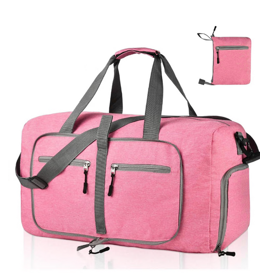 CSD02DBFB65L000PK 65L Foldable Collapsible Waterproof Travel Duffel Bag for Men and Women with Shoe Compartment,Pink