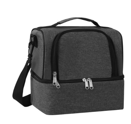 CSD02LBCF0028GY Insulated Lunch Bag for Women/Men - Reusable Lunch Box for Office Picnic Hiking Beach - Leakproof Cooler Tote Bag Organizer with Adjustable Shoulder Strap for Adults - Gray