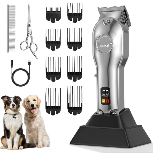 Dog Clippers Grooming Kit and Paw Trimmer,Low Noise,Electric Quiet,Rechargeable,Cordless,Pet Hair Clippers for Thick Coats