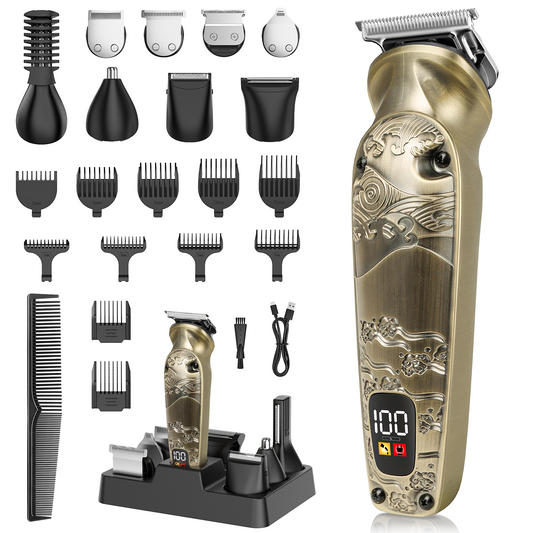 Beard Trimmer Kit Professional Hair Clipper Trimmer Zero Gapped T-Blade Trimmer Electric Shaver Razor Nose Body Trimmer for Men Cordless Grooming Kit 8 in 1