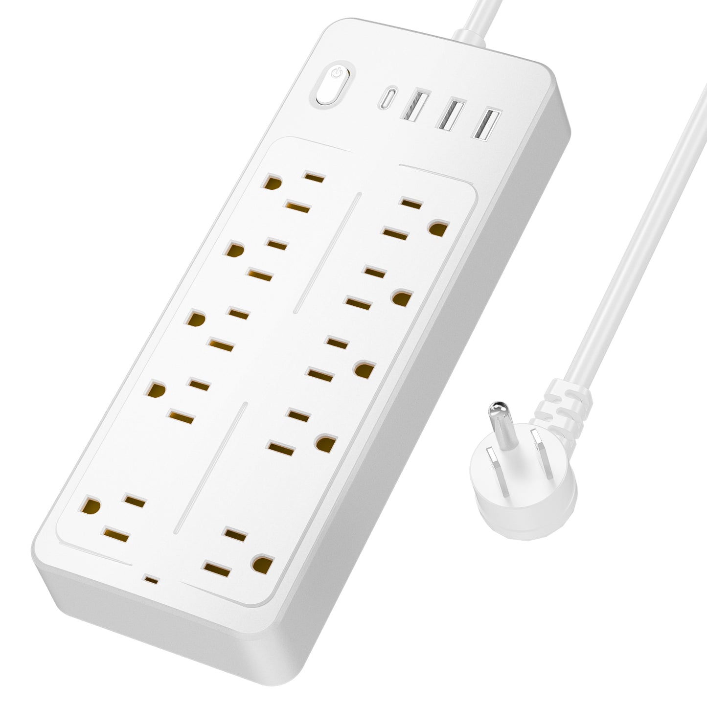CSD02SURG0000WH Cshidworld 14-in-1 Power Strip Surge Protector Extension Cord with Multi Outlets, USB Ports, for Home & Office