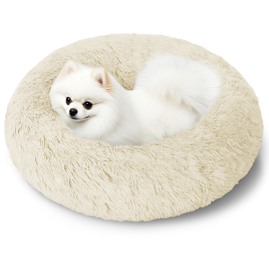 CSD01CDDB0050BE 20 Inch Calming Donut Dog Bed for Small Dogs, Anti-Anxiety Cozy Soft Round Pet Bed, Fluffy Washable Dog Bed for Small Medium Dogs and Cats