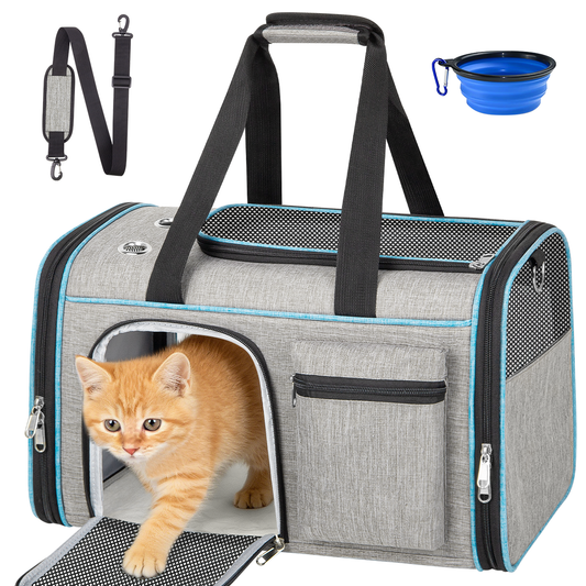 CSD010VCC0000GYPet Carrier for Large Cats, Soft-Sided Cat Carrier for Medium Big Cats and Puppy up to 25lbs, Washable Dog Carrier for Home Outdoor Travel