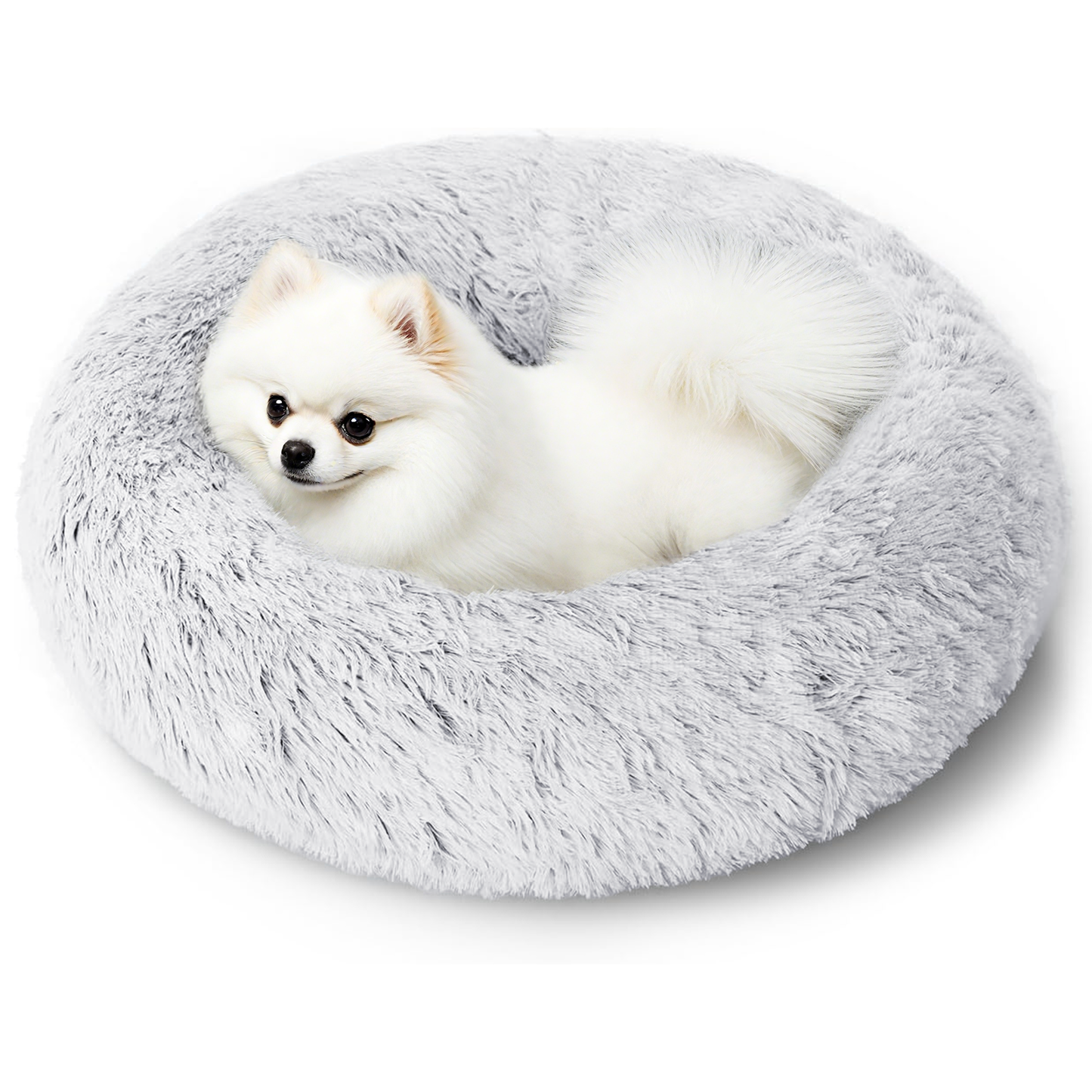 CSD01CDDB0050GY 20 Inch Calming Donut Dog Bed for Small Dogs, Anti-Anxiety Cozy Soft Round Pet Bed, Fluffy Washable Dog Bed for Small Medium Dogs and Cats