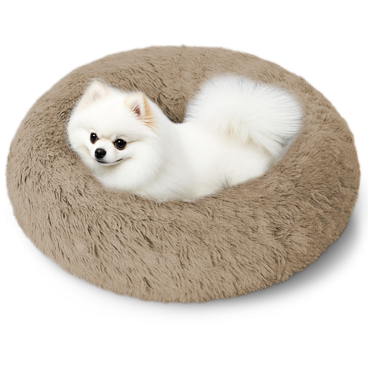 CSD01CDDB0050KH 20 Inch Calming Donut Dog Bed for Small Dogs, Anti-Anxiety Cozy Soft Round Pet Bed, Fluffy Washable Dog Bed for Small Medium Dogs and Cats