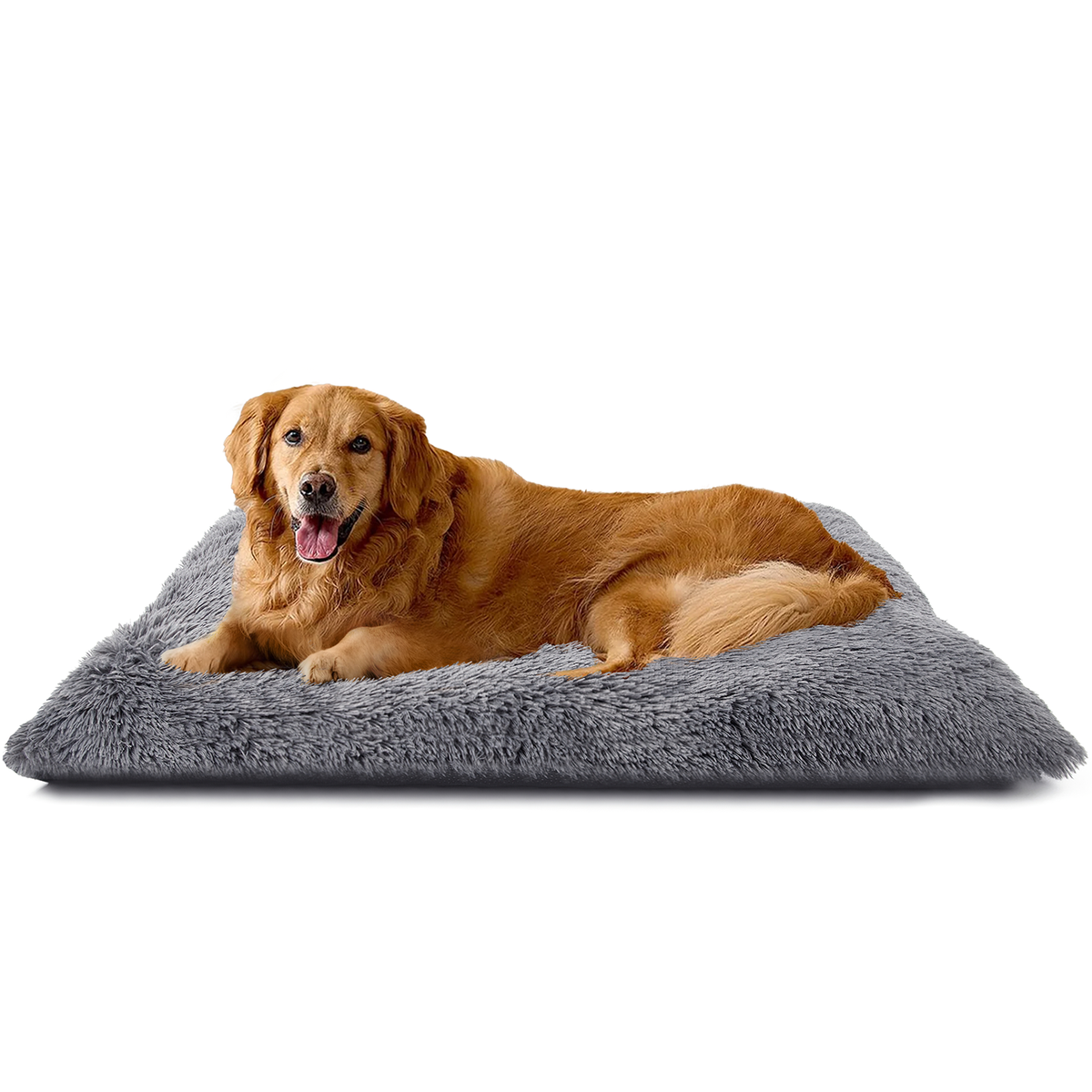 CSD01LADB0XXLGY Large Dog Bed, Plush Dog Cage Bed with Non-Slip Bottom, Washable Dog Mat for Large and Medium Dogs, Supports up to 90 lbs, 43 x 30 Inches, Gray