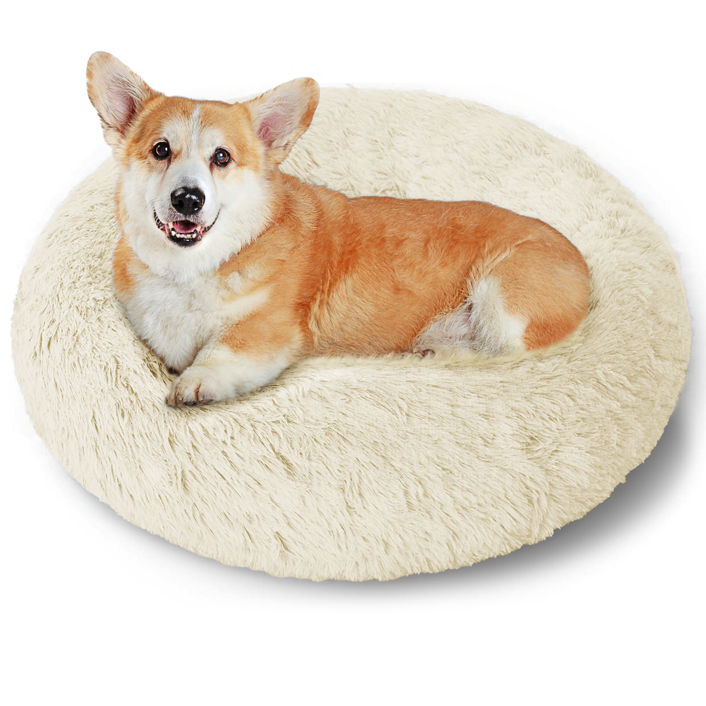 CSD01CDDB0060BE 24 Inch Calming Donut Dog Bed for Small Dogs, Anti-Anxiety Cozy Soft Round Pet Bed, Fluffy Washable Dog Bed for Small Medium Dogs and Cats