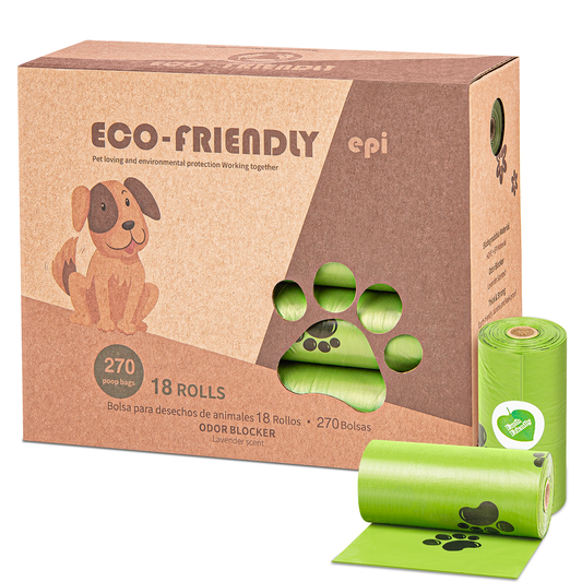 CSD01PBFD270PCS Dog Poop Bags 18 Rolls 270 Counts, Extra Thick Leak-Proof Waste Bags with Lavender Scented for Dog and Cat, Green