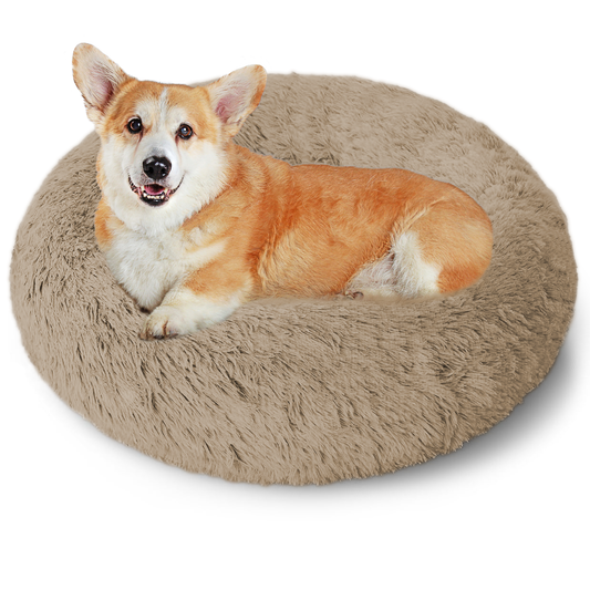 CSD01CDDB0060KH 24 Inch Calming Donut Dog Bed for Small Dogs, Anti-Anxiety Cozy Soft Round Pet Bed, Fluffy Washable Dog Bed for Small Medium Dogs and Cats