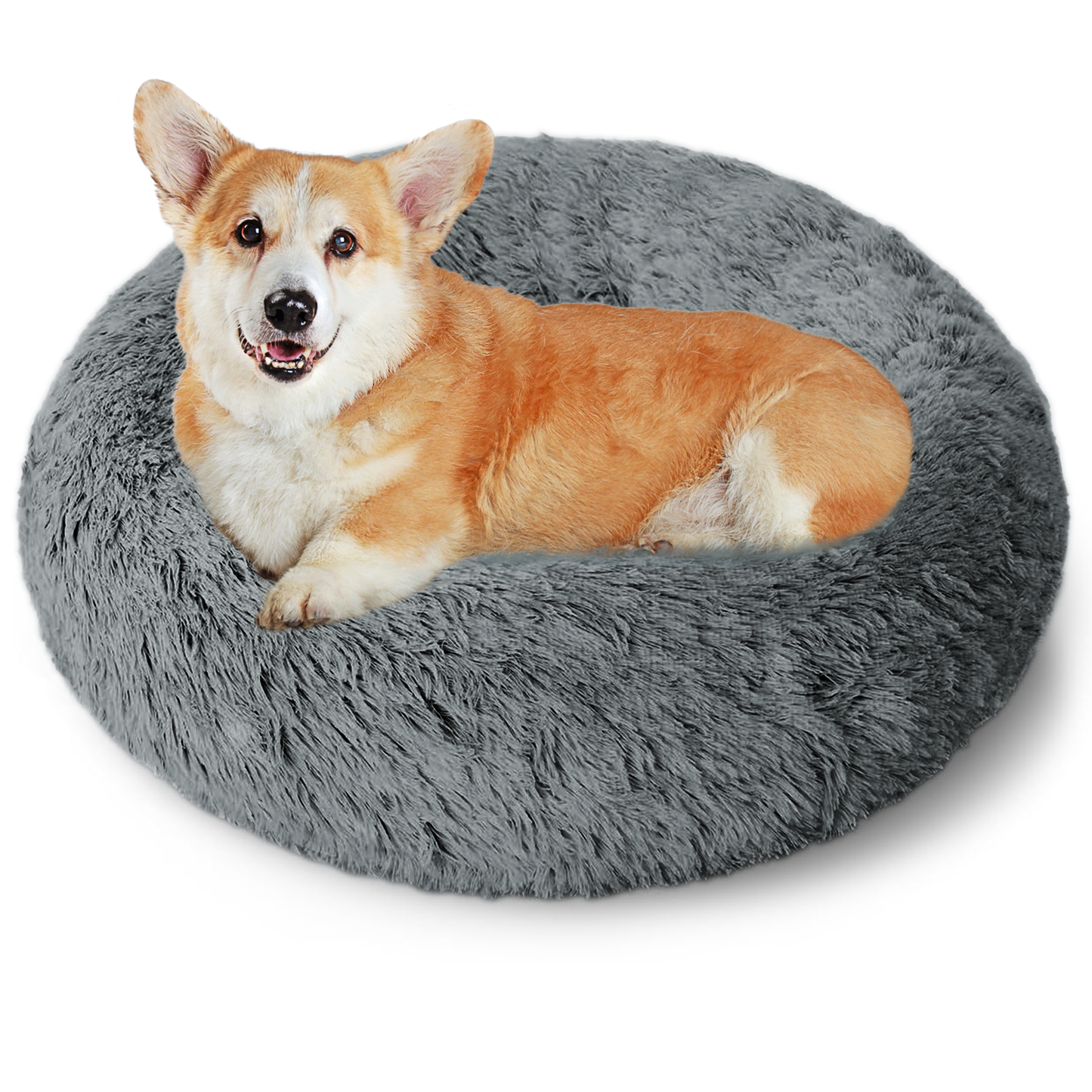 CSD01CDDB0060DG 24 Inch Calming Donut Dog Bed for Small Dogs, Anti-Anxiety Cozy Soft Round Pet Bed, Fluffy Washable Dog Bed for Small Medium Dogs and Cats