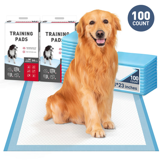 CSD01DAPP0100BU  100 Count Dog Pad Puppy Pee Training Pads, 18"*23" Disposable Pet Pee Pads with Leak-Proof Quick Absorb Design, Quick Drying Cat Pee Pad, Potty Training Pee Pads for Dogs, Blue & White