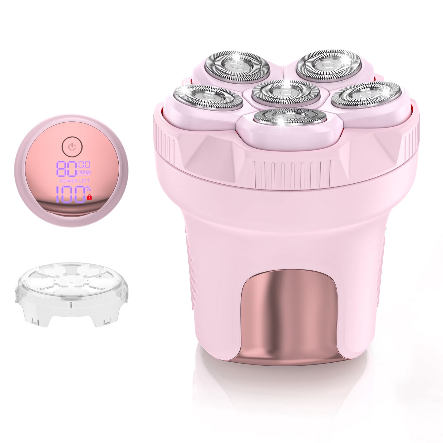 Electric Razor for Women, Electric Shaver with 7D Magnetic Shaver Heads, Wet & Dry Body Hair Trimmer, IPX6 Waterproof, LED Display, USB Fast Charge, Gentle & Smooth Shaver, Pink
