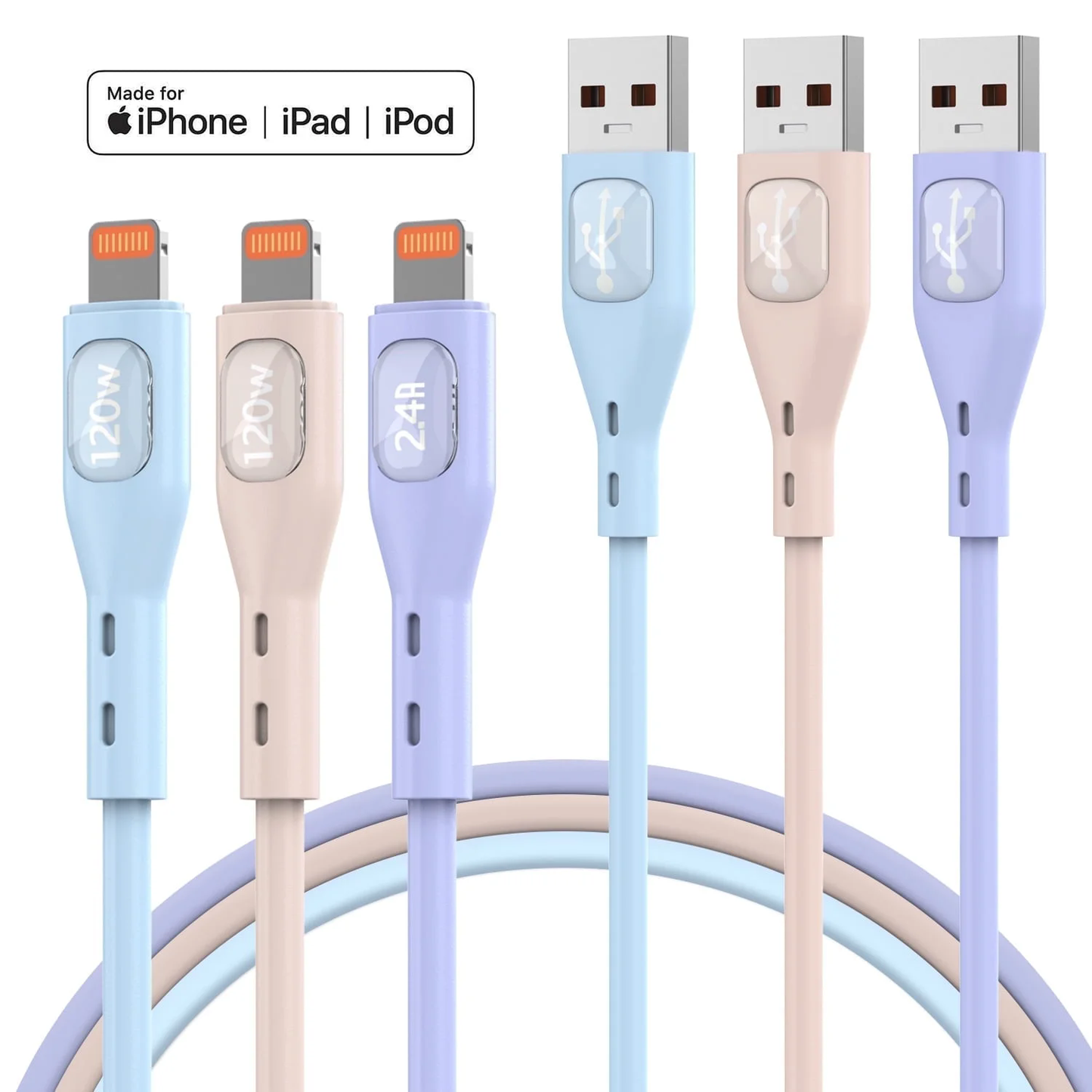Lightning Charger Cable 3 Pack 6 FT, [Apple MFi Certified] Lightning Cable Fast Charging, iPhone Charger Cord Compatible with iPhone 14 13 12 11 Pro Max XR XS X 8 7 6 Plus SE and More