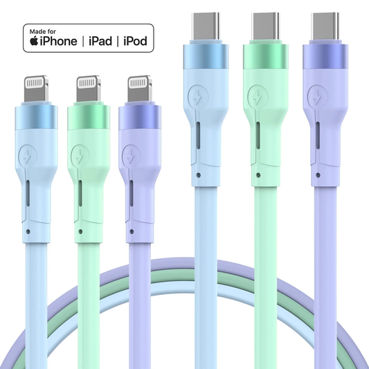 Lightning Cable Charger [Apple Mfi Certified], 3 Pack 6ft Type c to Lightning Fast Charger Cable, Silicon Charge Cord Compatible with iPhone 14/13/12/11 Pro Max Xr Xs 8 iPad and More