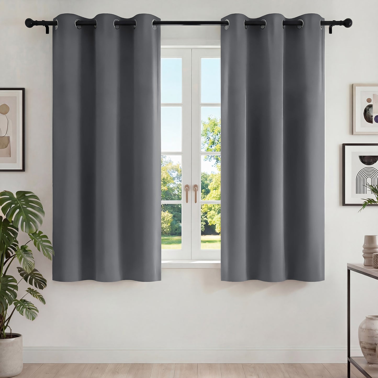Blackout Curtains, Blackout Curtains Set of 2 for Bedroom Living Room 42x63 in, Thermal Insulated Room Darkening Drapes with Grommet Top, Noise Reduction & Light Blocking, Dark Gray