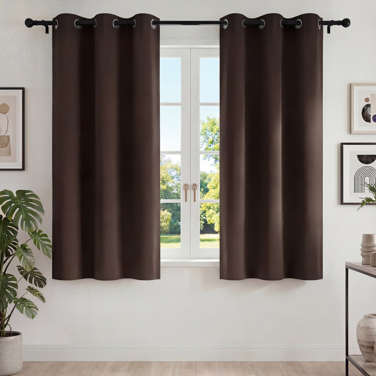 Blackout Curtains, Blackout Curtains Set of 2 for Bedroom Living Room 42x63 in, Thermal Insulated Room Darkening Drapes with Grommet Top, Noise Reduction & Light Blocking, Brown
