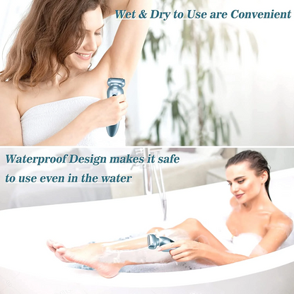 Electric Shaver for Women, Womens Electric Razor Lady IPX7 Waterproof Legs Arm Underarm Painless Epilator Body Hair Remover Rechargeable Wet Dry Use Bikini Trimmer W/ Charging Stand & LCD Display