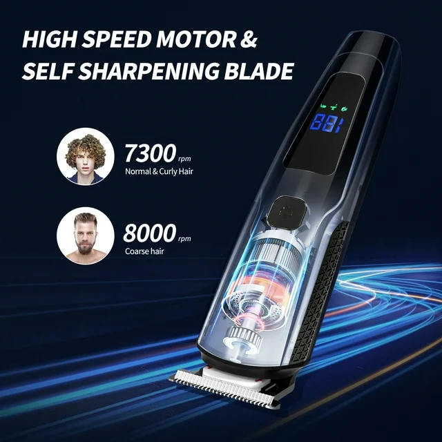 Hair Clipper, 14 in 1 Electric Beard Trimmer for Men, IPX7 Waterproof USB Rechargeable Cordless Haircut Face Nose Ear Hair Groomer Kit W/ LED Display for Home Travel Wet/Dry Use