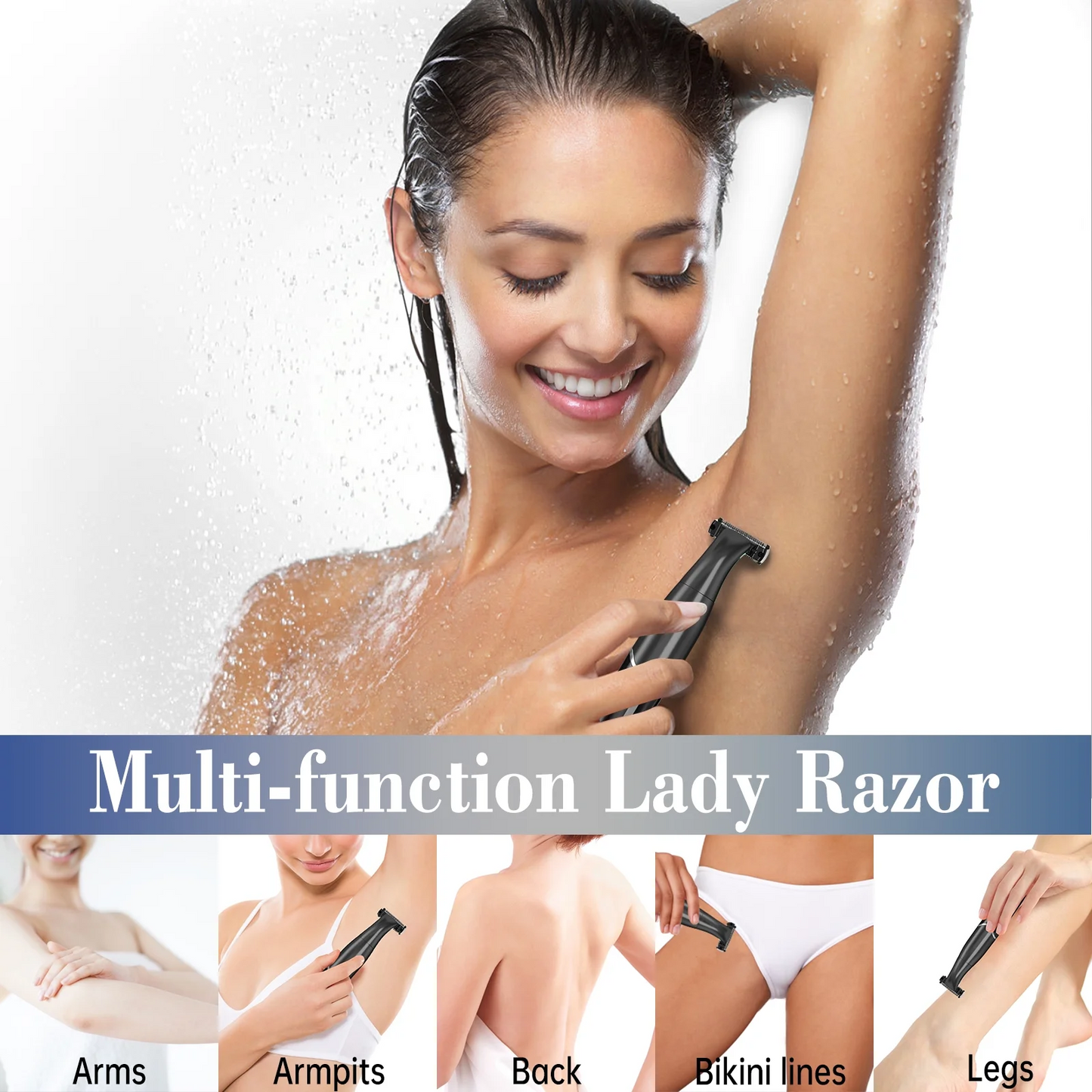 Electric Razors for Women, 4 in 1 Painless Electric Shaver, Rechargeable Lady Electric Bikini Trimmer Pubic Hair Removal With LED Display for Body Face Nose Eyebrow Armpit Bikini Area Underarm Legs