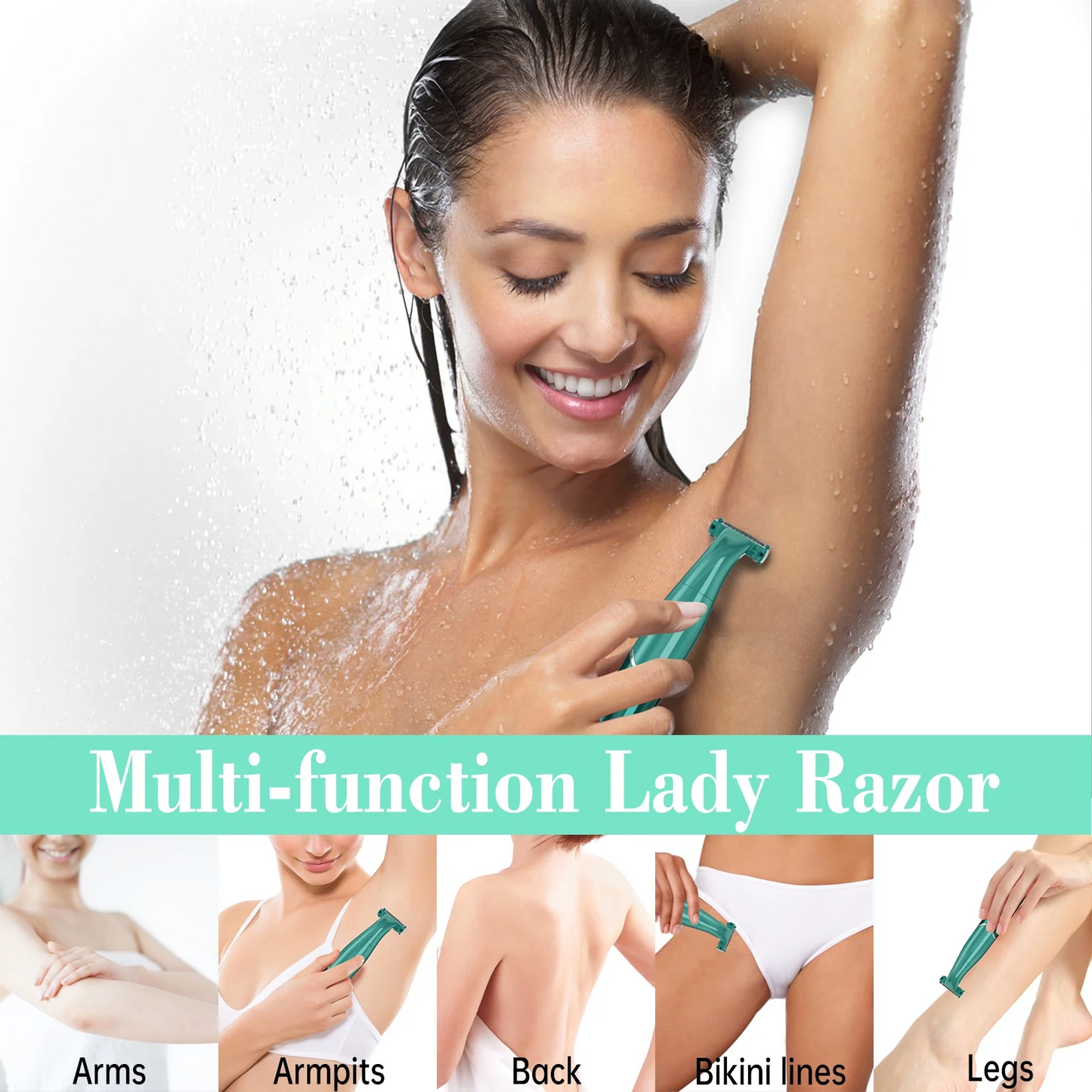 lectric Razors for Women, 4 in 1 Painless Electric Shaver, Rechargeable Lady Electric Bikini Trimmer Pubic Hair Removal with LED Display for Body Face Nose Eyebrow Armpit Bikini Area Underarm Legs