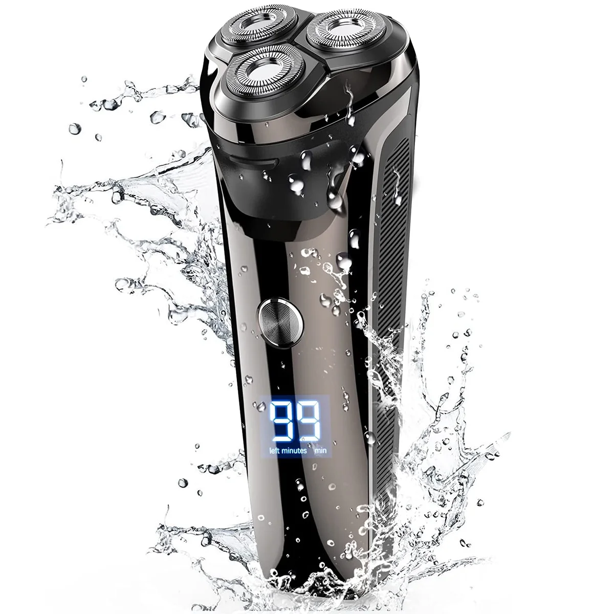 Men's Electric Razor, 2 in 1 4D Electric Rotary Shaver Cordless Rechargeable Mustache Face Beard Trimmer IPX7 Waterproof Dry/Wet, W/ LED Display & Holder for Husband Dad Travel