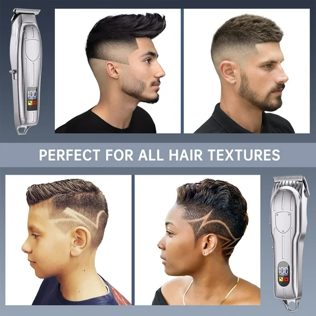 Hair Clippers, Professional Beard Trimmer Set, Cordless Barber Clippers Hair Cutting Kit & Zero Gap T-Blade Trimmer Combo with LED Display, 13 Premium Guards for Men Women Husband Father Gifts