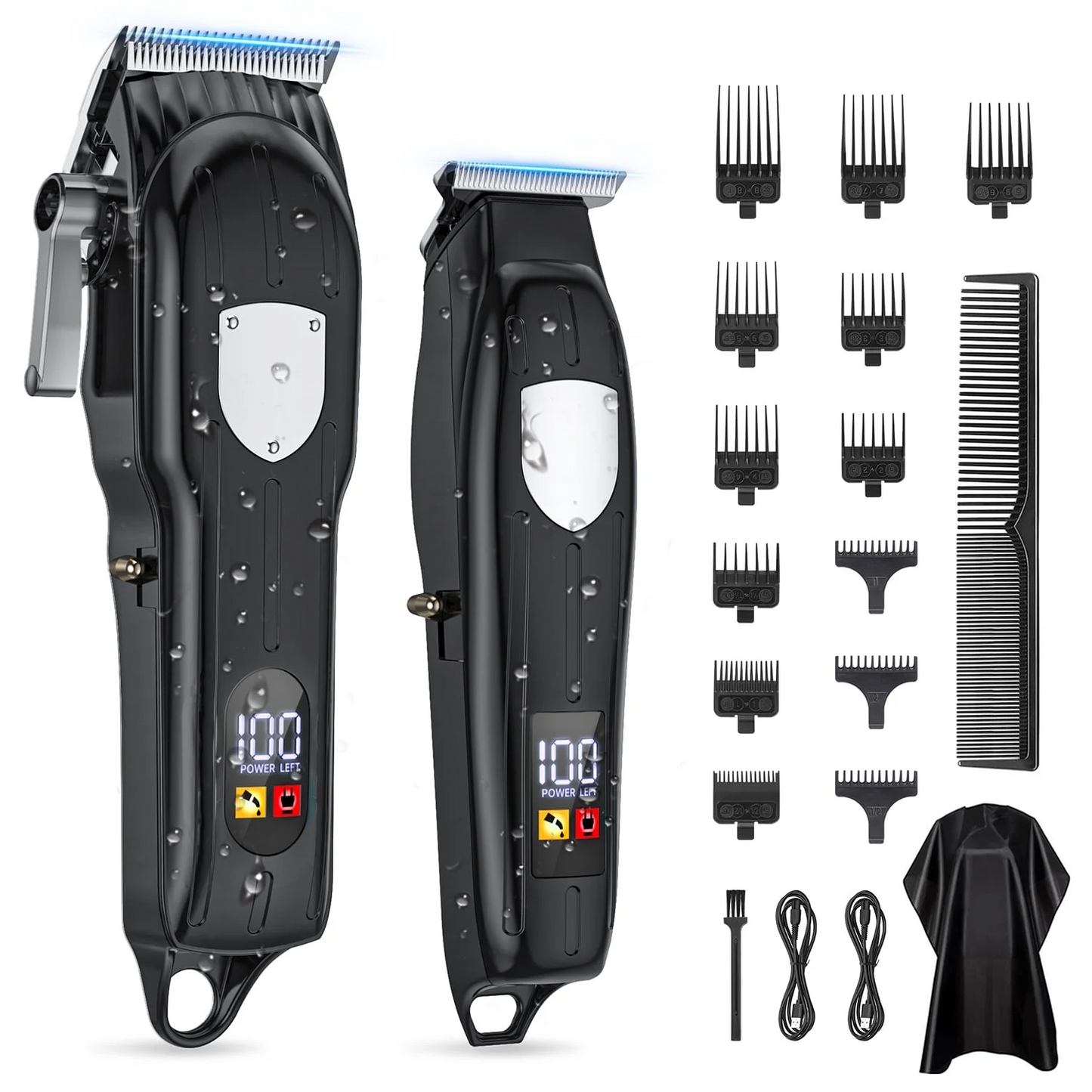 Hair Clippers, Professional Beard Trimmer Set, Cordless Barber Clippers Hair Cutting Kit & Zero Gap T-Blade Trimmer Combo with LED Display, 13 Premium Guards for Men Women Husband Father Gifts