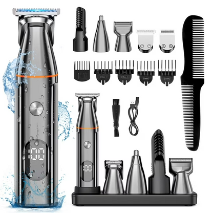 Hair Clippers, 5 IN 1 Cordless Electric Nose Ear Beard Trimmer Face Body Shaver, Rechargeable Men's Haircut & Grooming Kit with LED Display for Father Husband Boyfriend