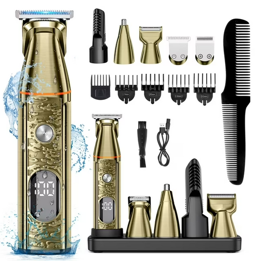 Hair Clippers, 5 IN 1 Cordless Electric Nose Ear Beard Trimmer Face Body Shaver, Rechargeable Men's Haircut & Grooming Kit with LED Display for Father Husband Boyfriend